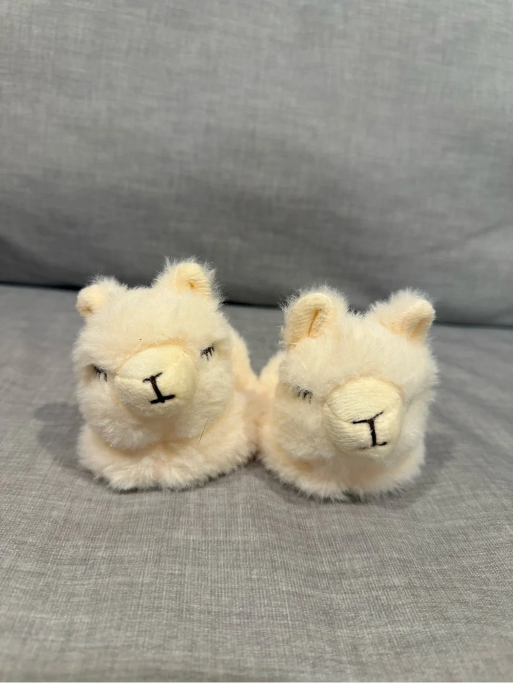 Little Me Cream Plush Baby Slippers